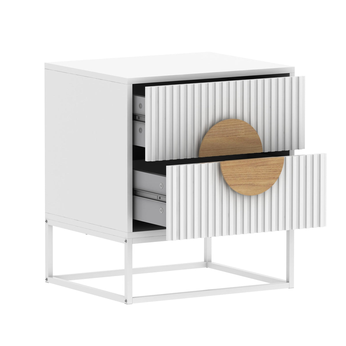 Belmonte White Fluted Bedside Table