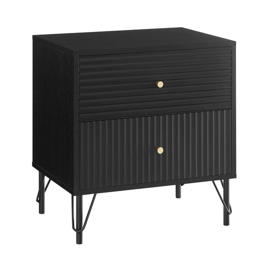 Lisa Black Wavy Fluted Bedside Table