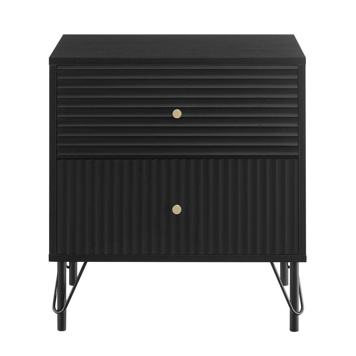 Lisa Black Wavy Fluted Bedside Table
