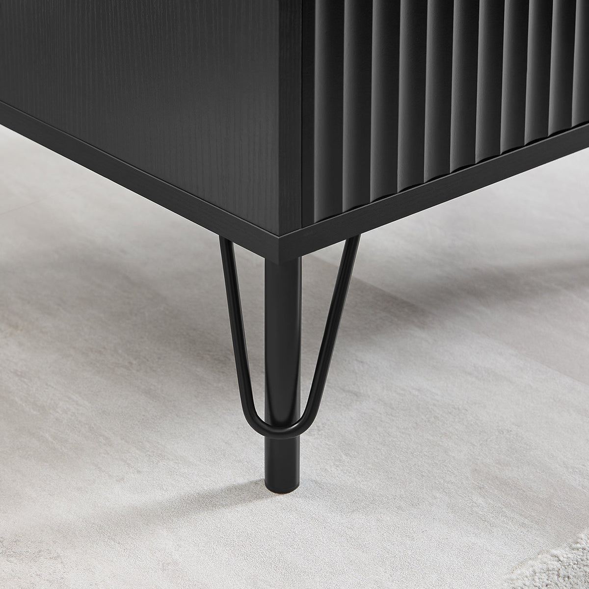 Lisa Black Wavy Fluted Bedside Table