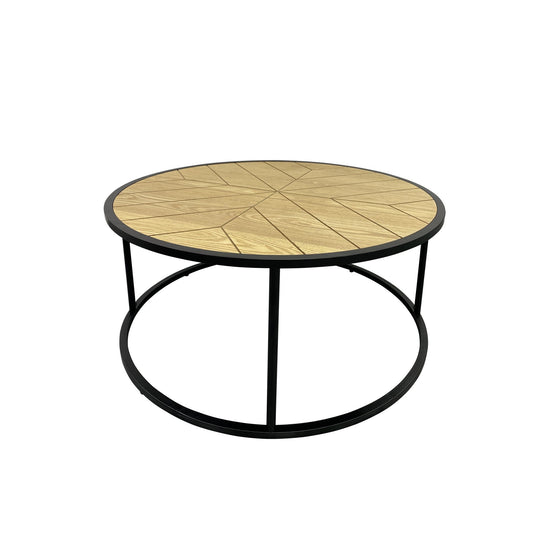 Chevron Coffee Table in Black and Natural Finish