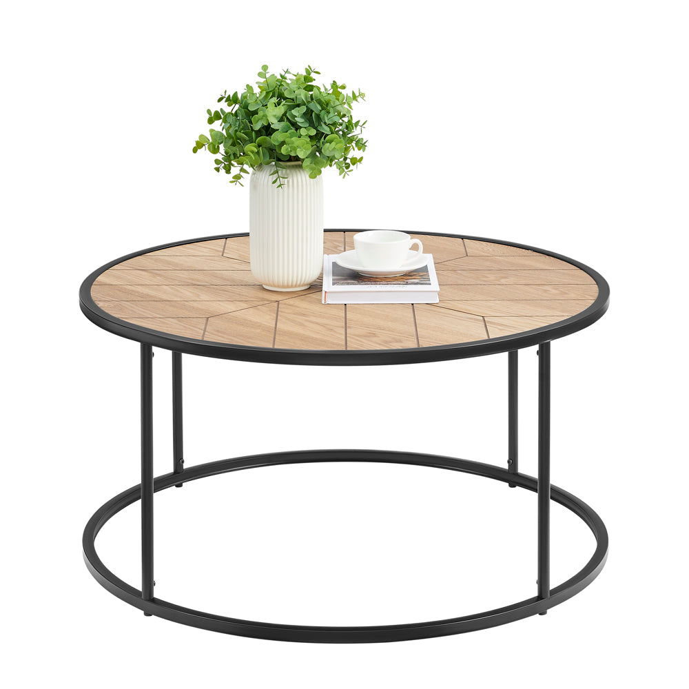 Chevron Coffee Table in Black and Natural Finish