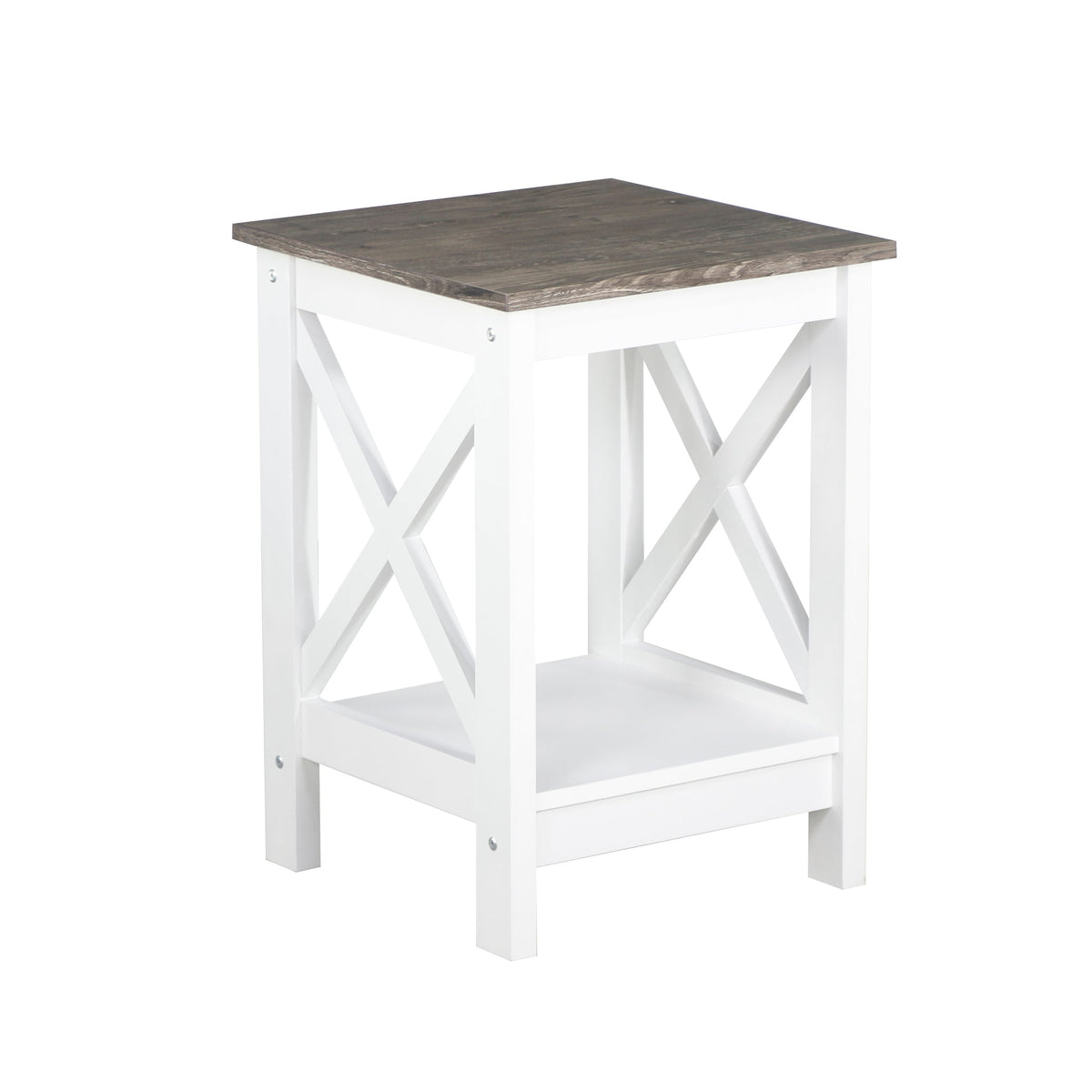 White and Grey Coastal Side Table