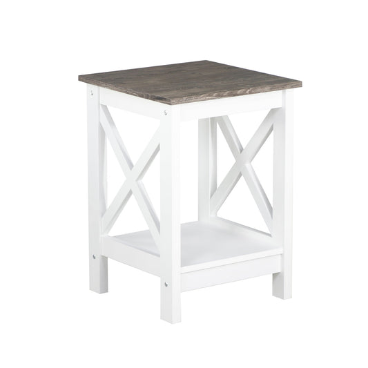 White and Grey Coastal Side Table