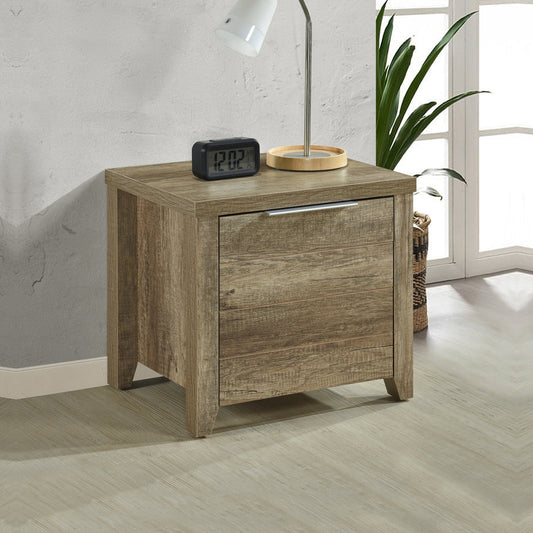 Oak Finish Bedside Table with Two Drawers