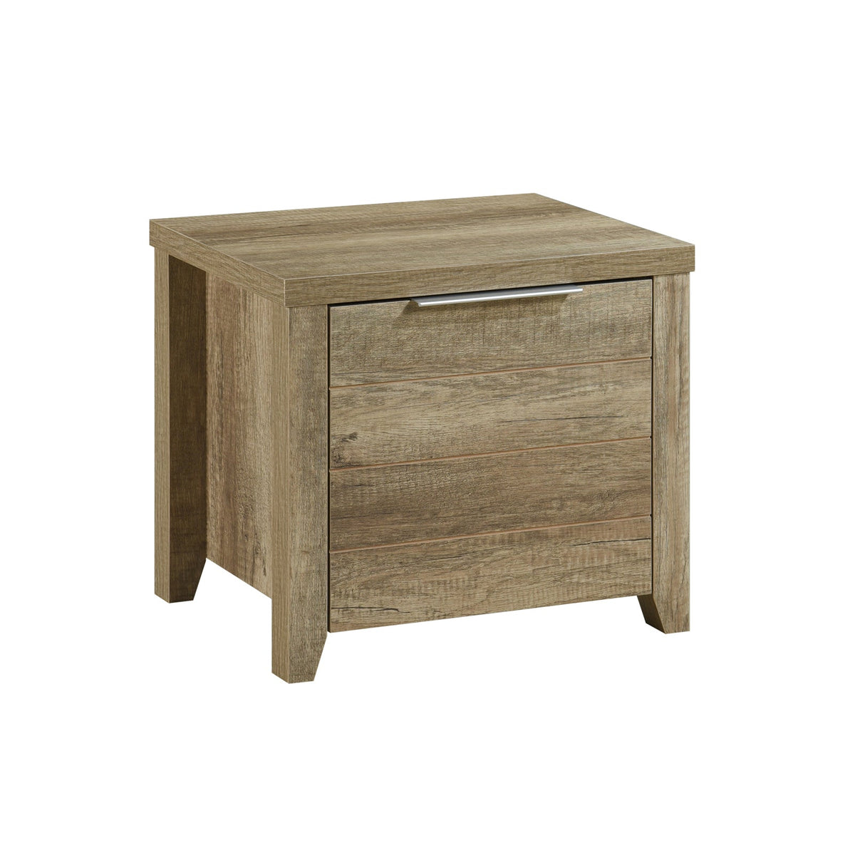 Oak Finish Bedside Table with Two Drawers
