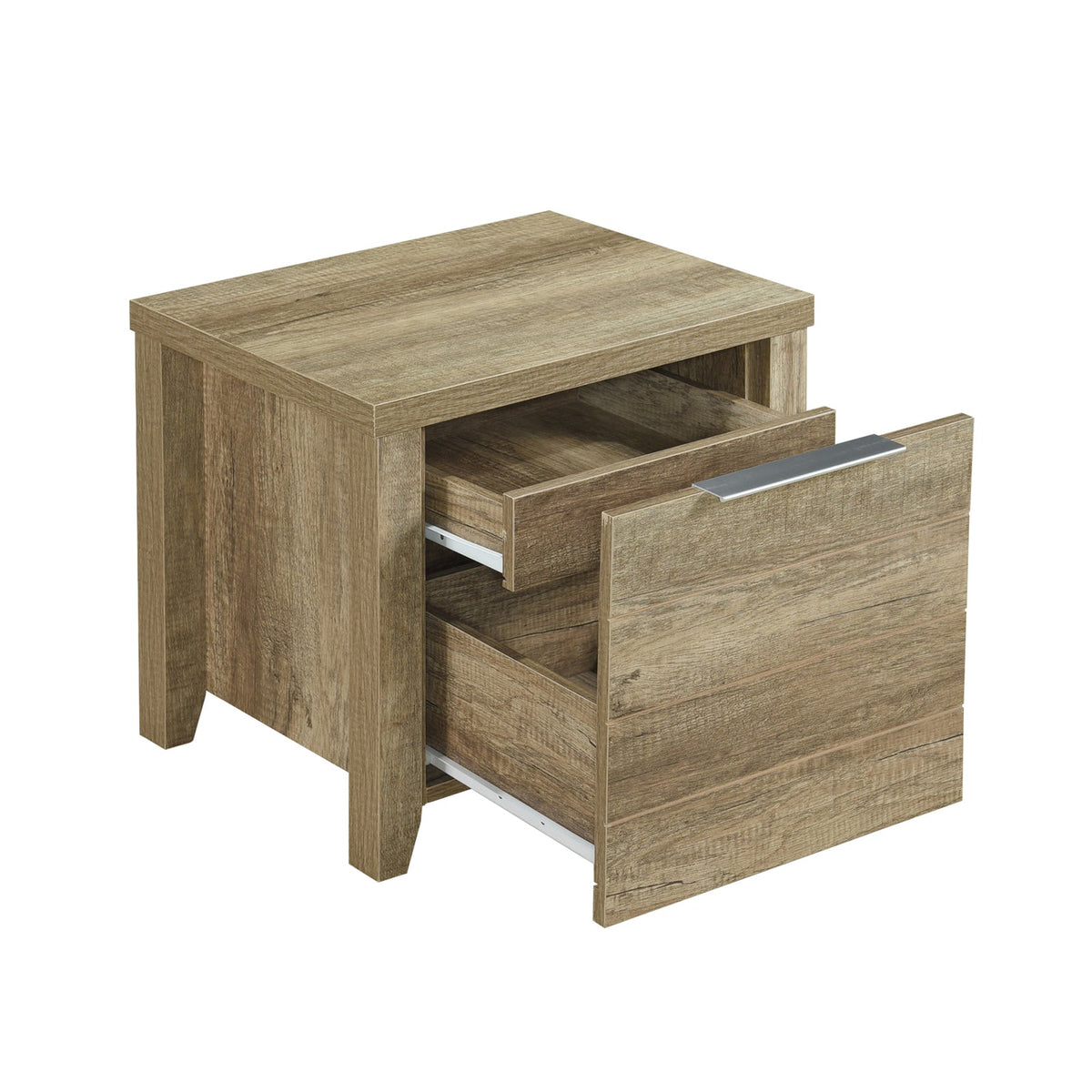 Oak Finish Bedside Table with Two Drawers