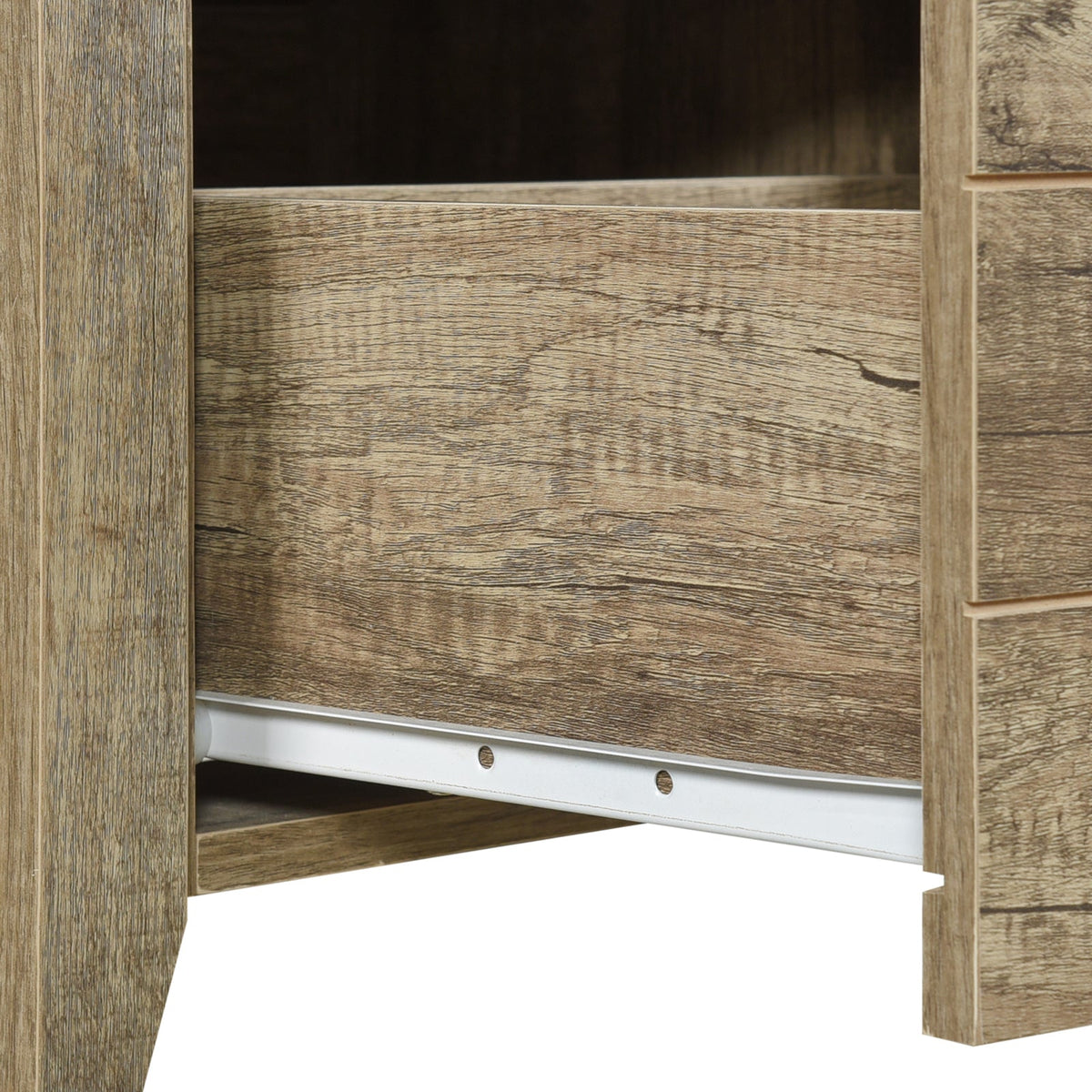 Oak Finish Bedside Table with Two Drawers