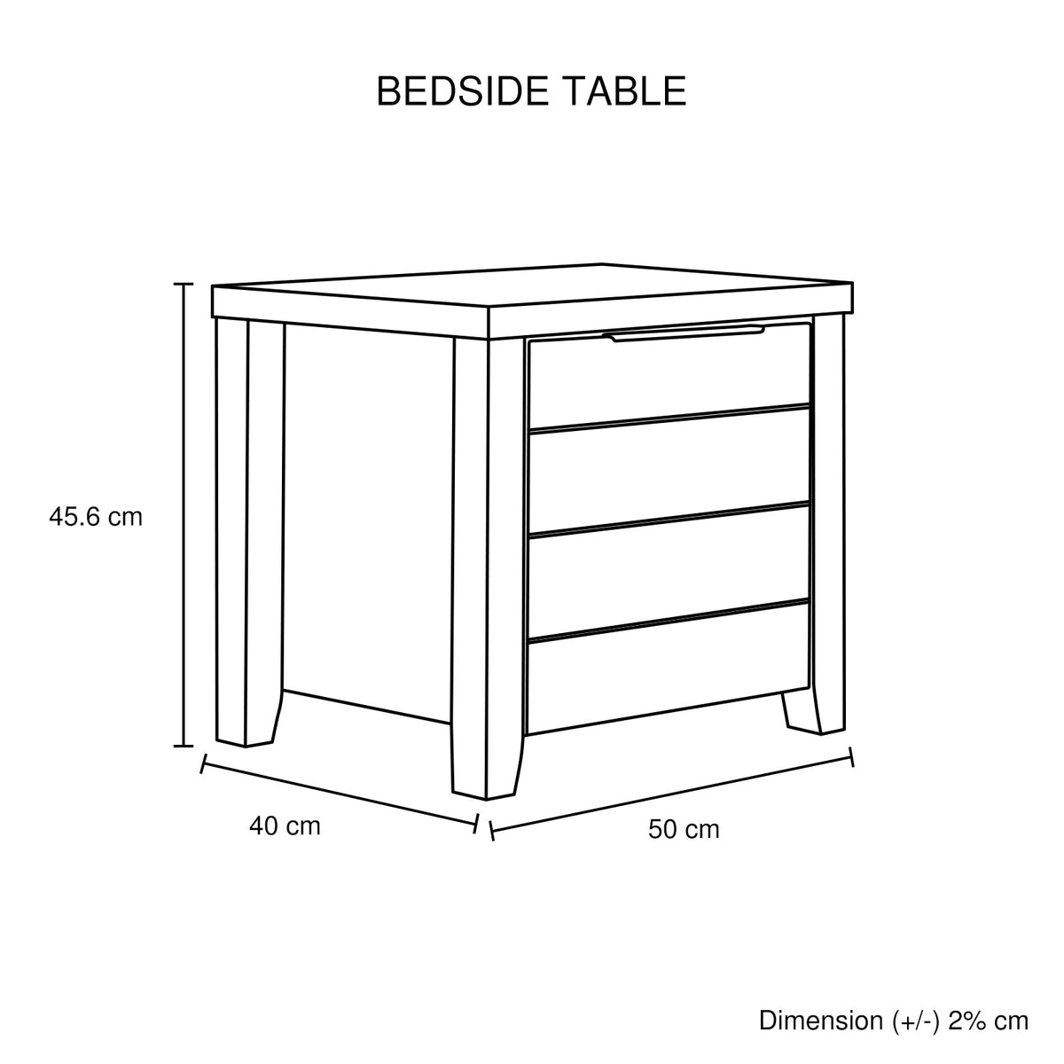 Oak Finish Bedside Table with Two Drawers