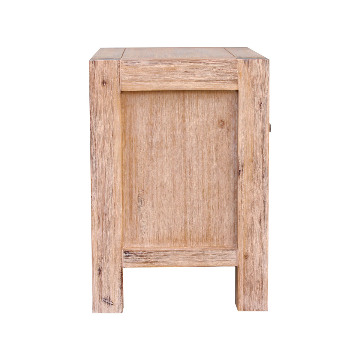 Oak Finish Acacia Bedside Table with Two Drawers