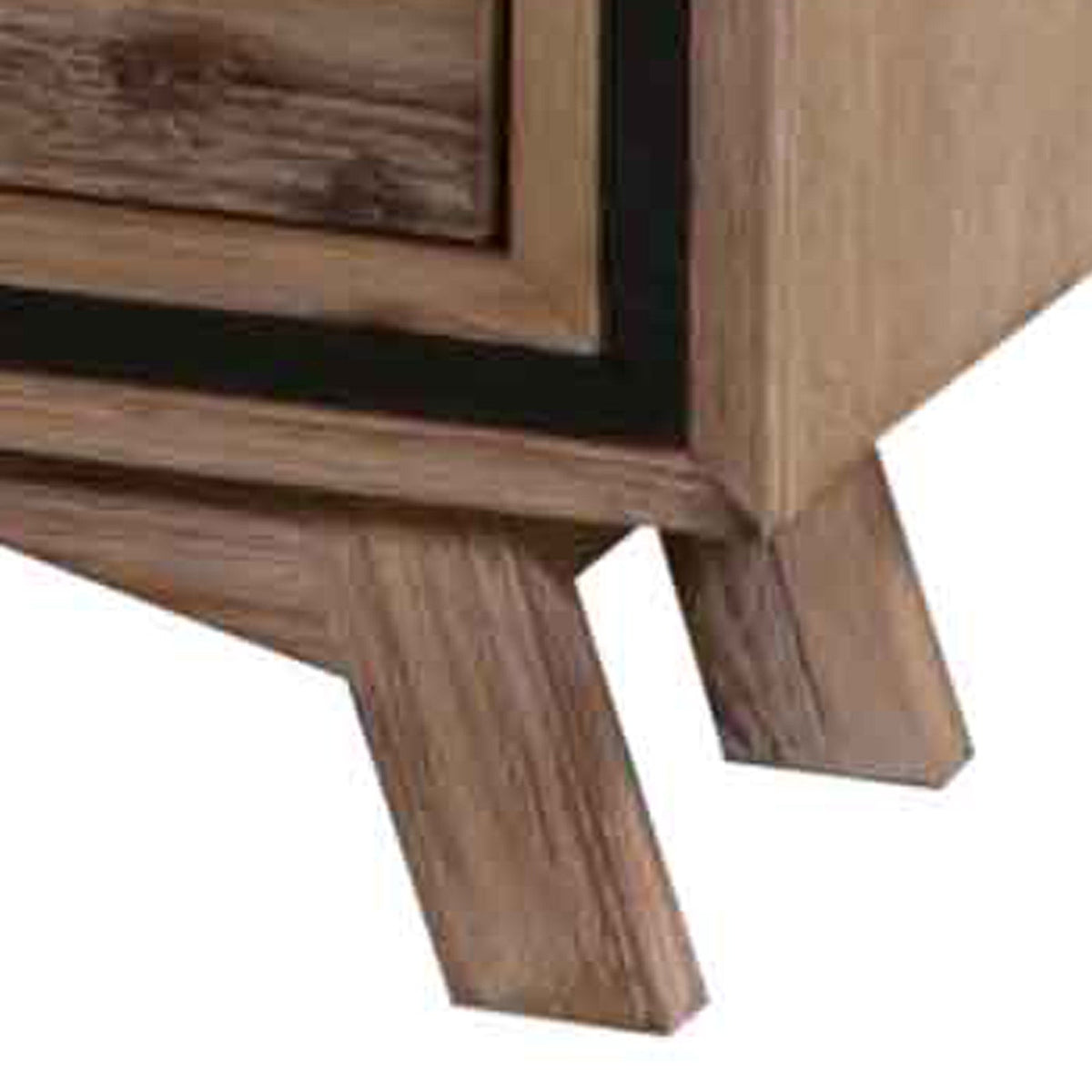 Silver Brush Finish Acacia Bedside Table with Two Drawers