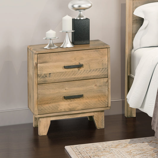 Light Brown Bedside Table with Two Drawers
