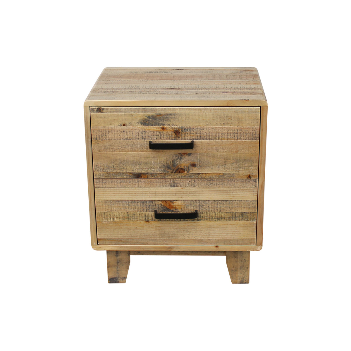 Light Brown Bedside Table with Two Drawers