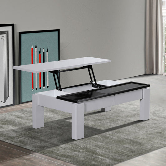Black and White High Gloss Lift Top Coffee Table