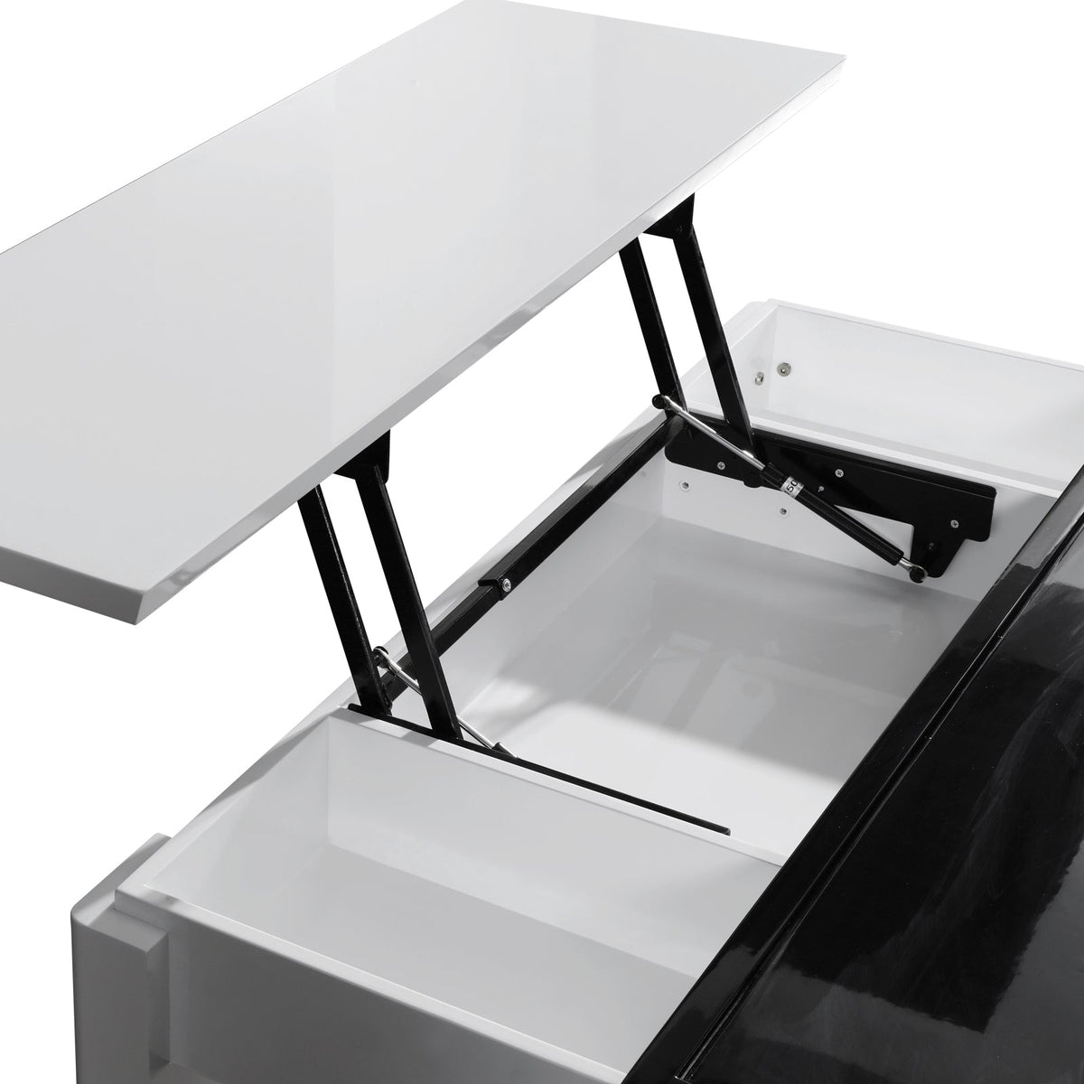 Black and White High Gloss Lift Top Coffee Table