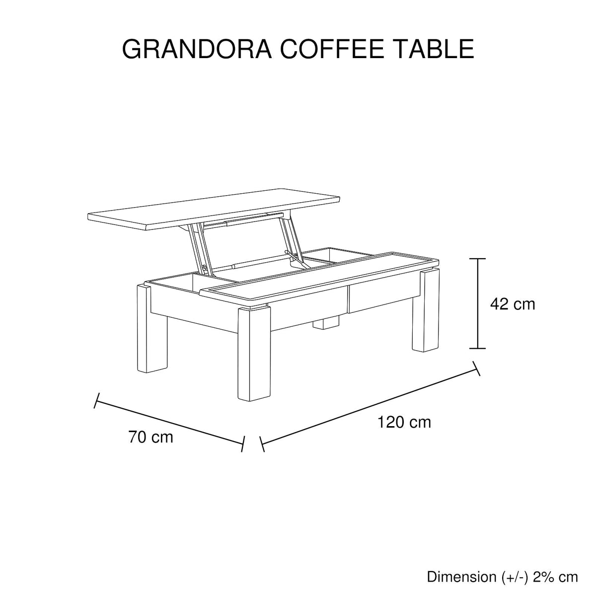 Black and White High Gloss Lift Top Coffee Table