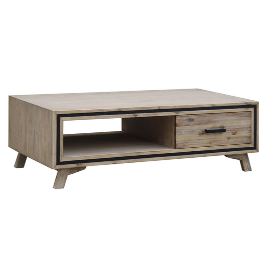 Silver Brush Finish Acacia Coffee Table with Two Drawers