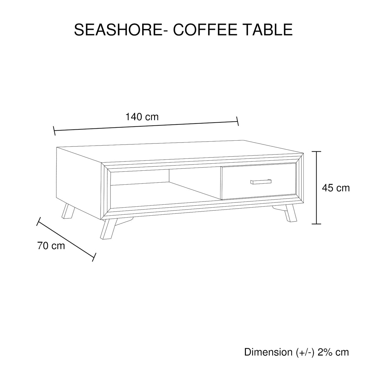 Silver Brush Finish Acacia Coffee Table with Two Drawers
