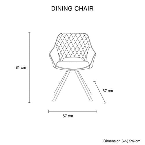 2X PU Leather Powder Coated Metal Legs Swivel Dining Chair