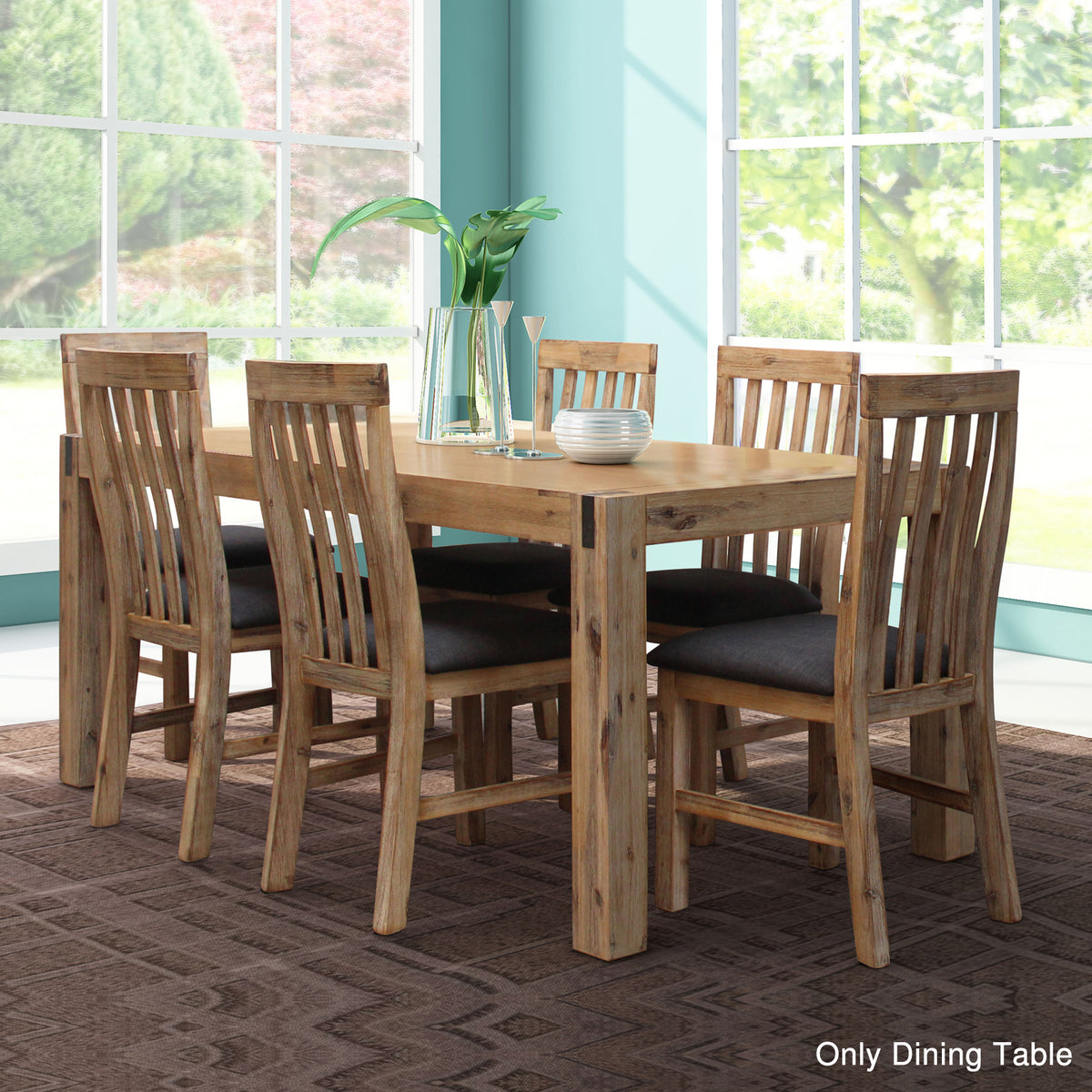 Oak Finish Acacia Base Dining Table, 180 cm