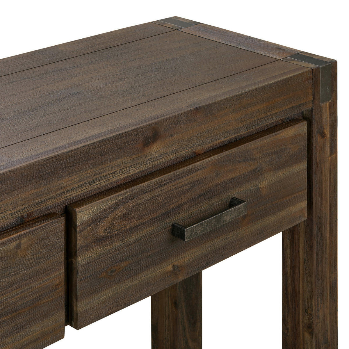 Chocolate Finish Acacia Hall Table with Two Drawers