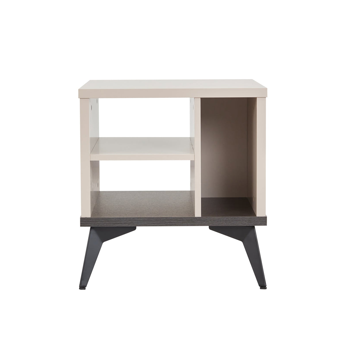 Champagne Finish Side Table with Open Storage