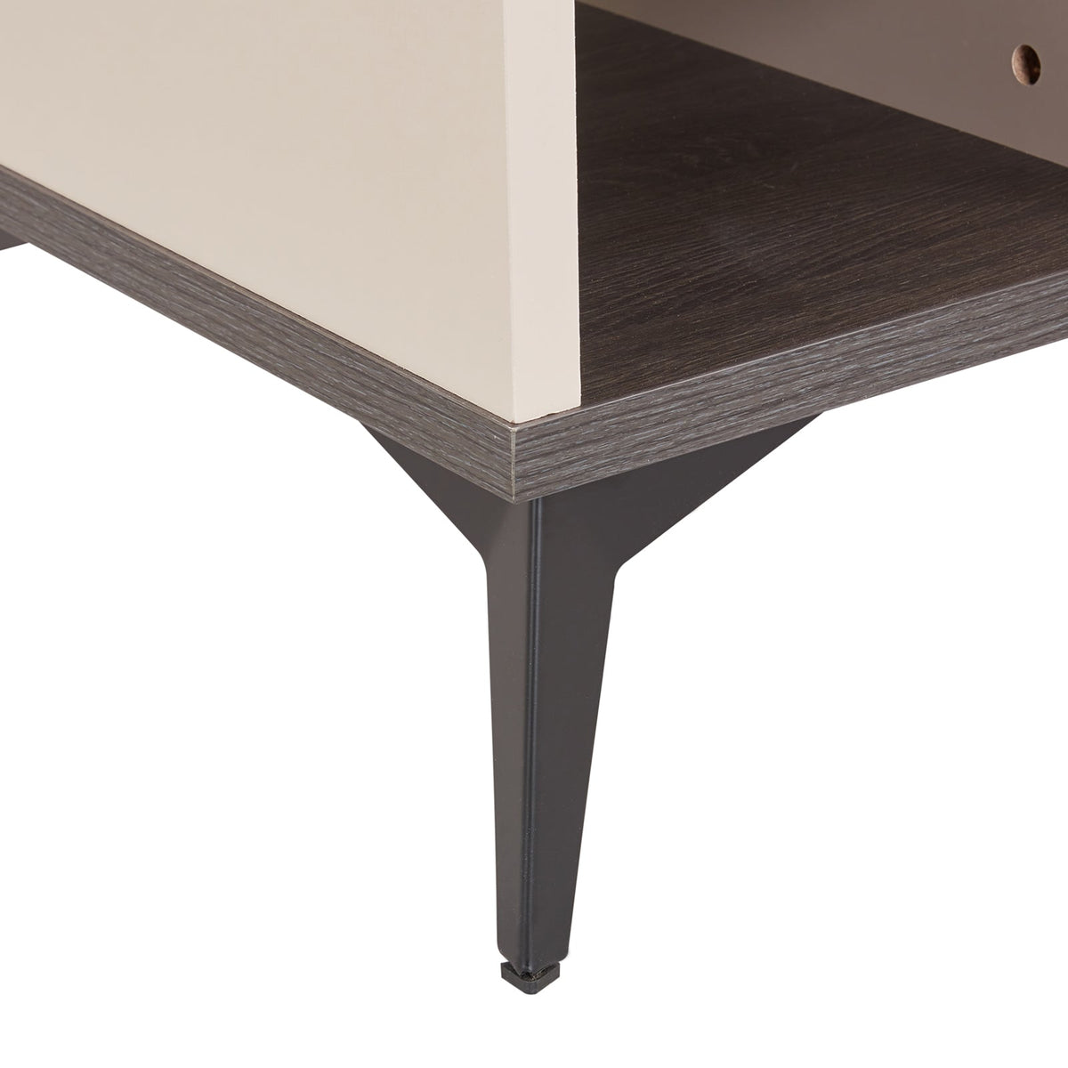 Champagne Finish Side Table with Open Storage