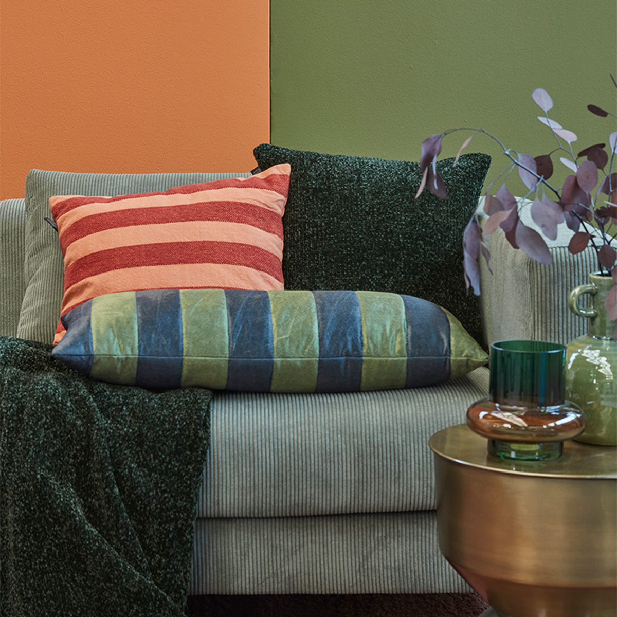 KAAT Amsterdam Jits Green Square Filled Cushion 45cm x 45cm