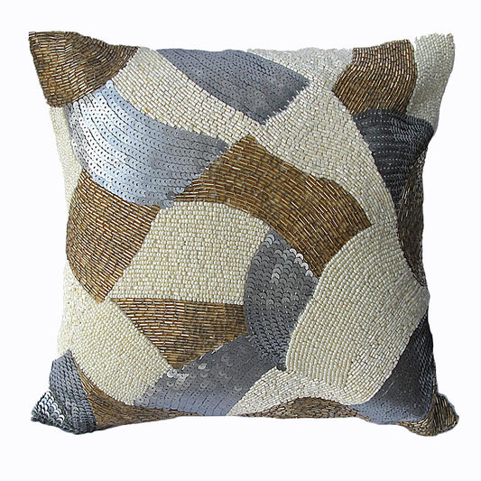 MoonRock Beaded Filled Cushion - Beige