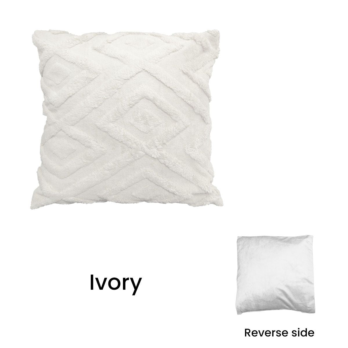 Diamond Texture Filled Cushion Square - 45cm x 45cm Ivory