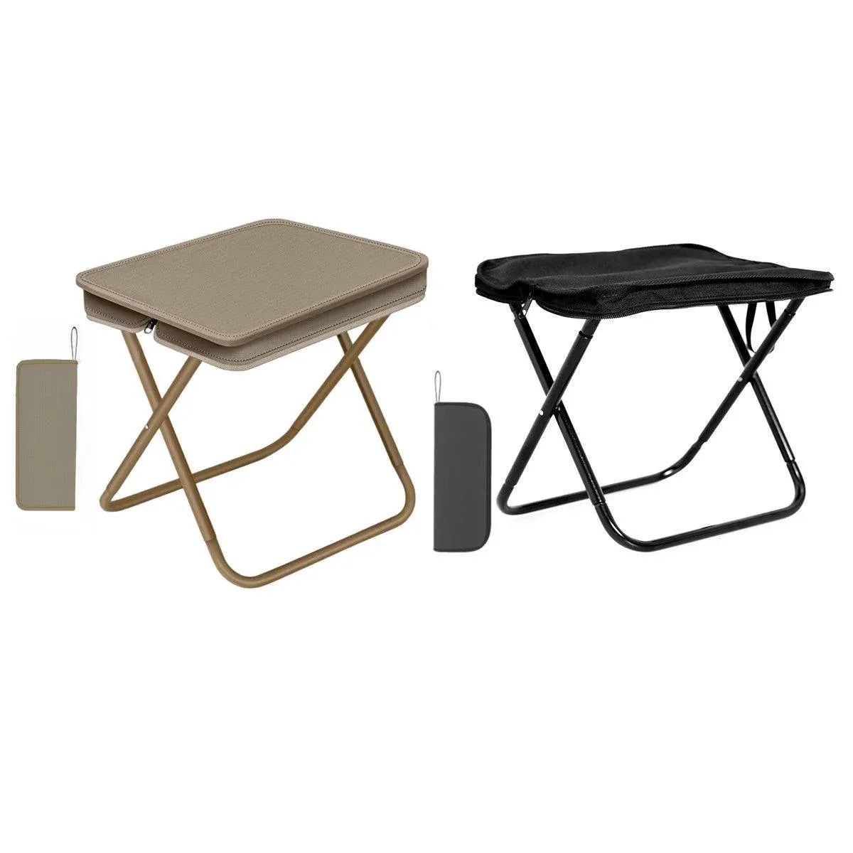 Portable Folding Camping Chair Handbag Stool Lightweight Outdoor Folding Tools - Khaki