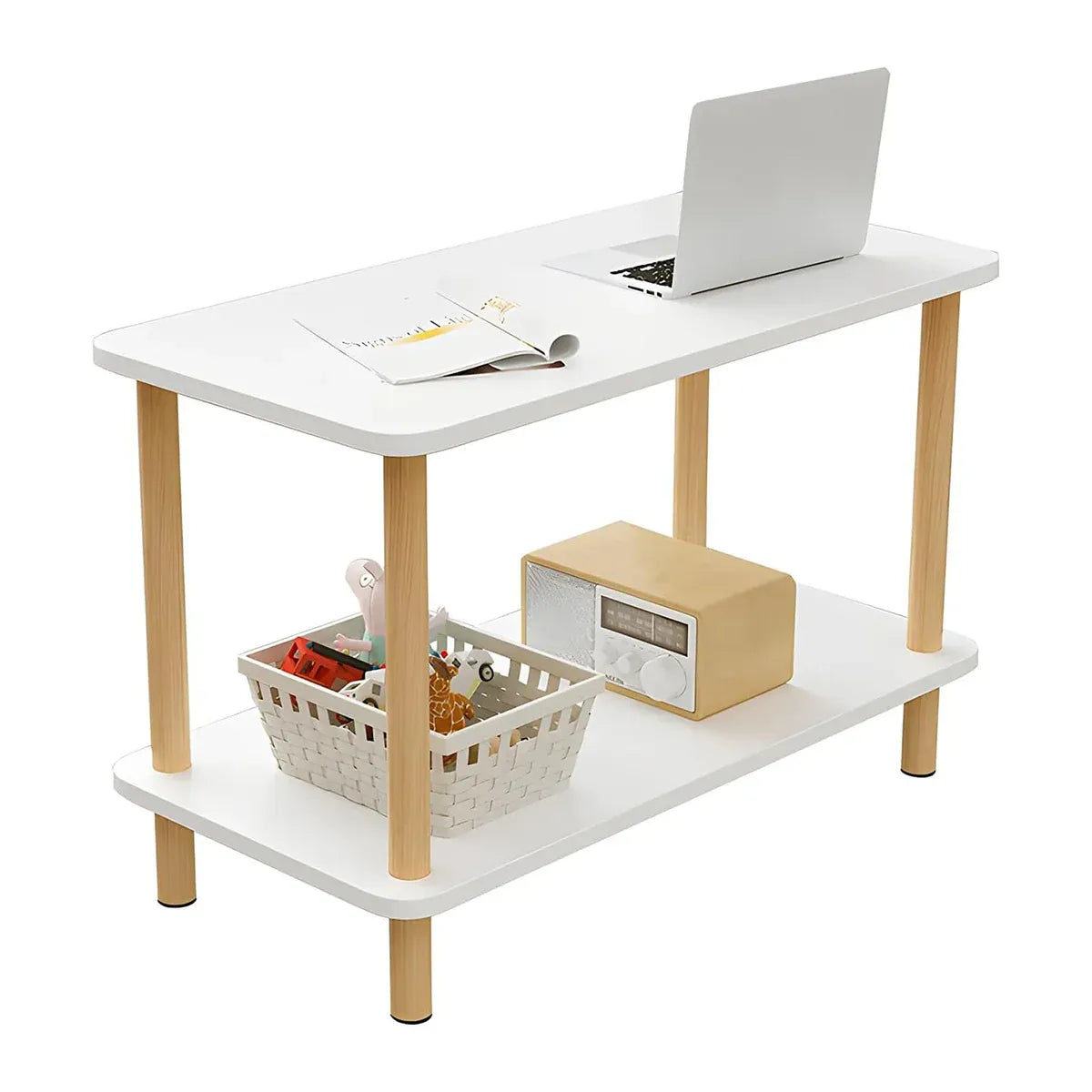 Living Room Side Table with Storage Rack