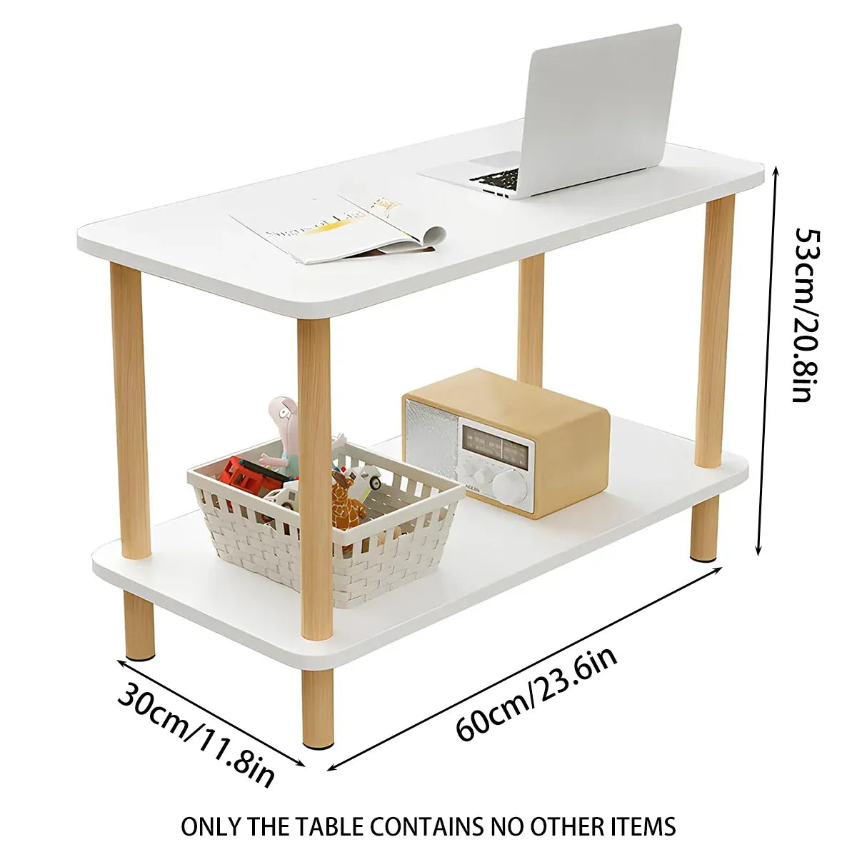 Living Room Side Table with Storage Rack