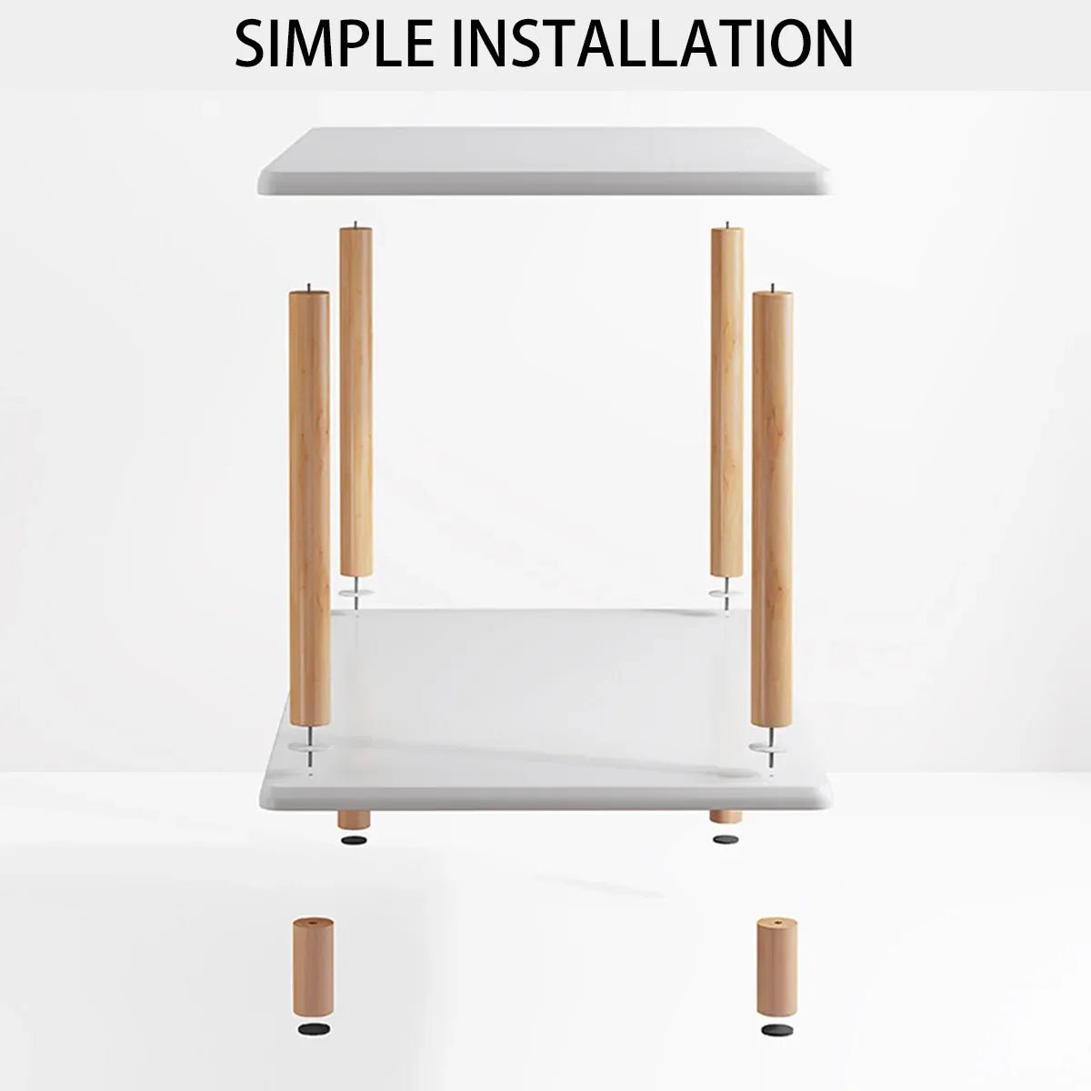 Living Room Side Table with Storage Rack