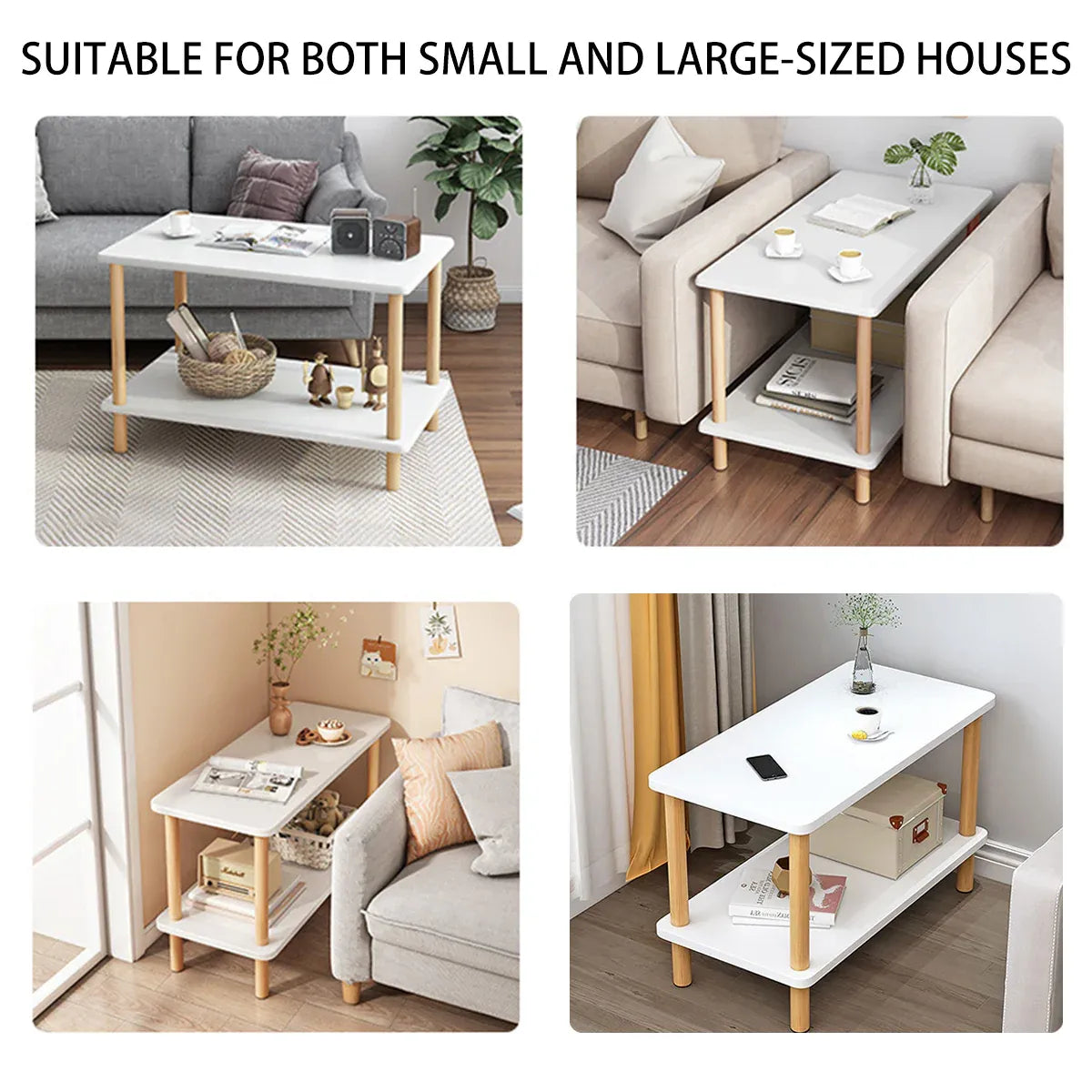 Living Room Side Table with Storage Rack