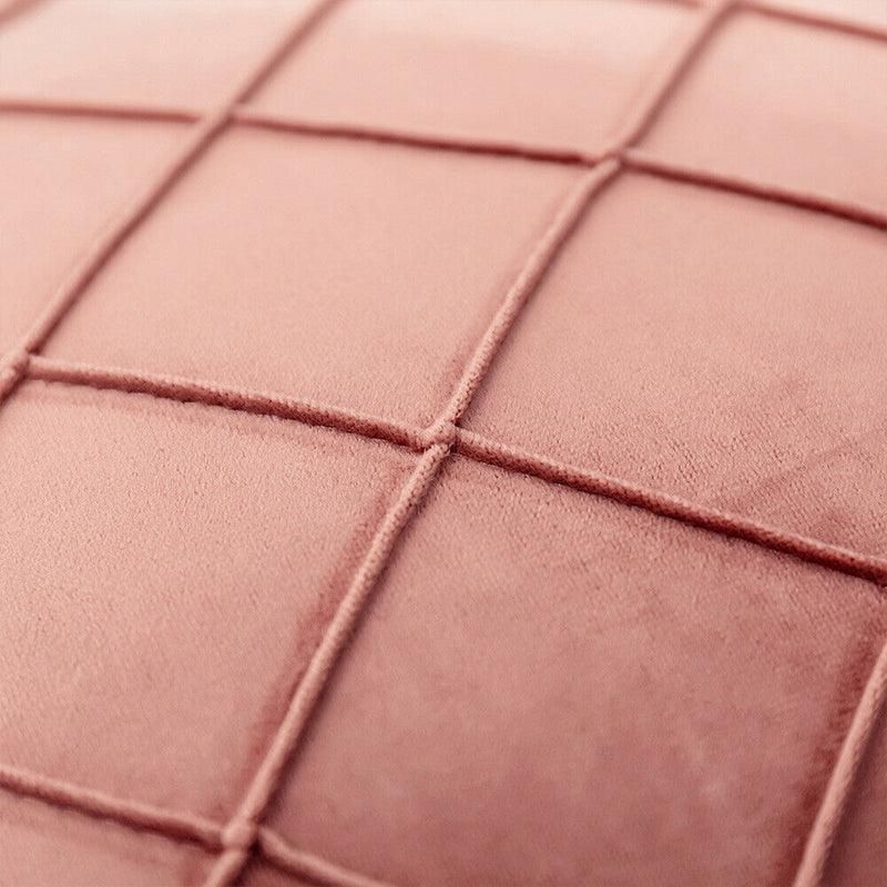 Velvet Cushion Cover Pleated Checked Plaid Plush Decorative Lounge Cushion Cover - White