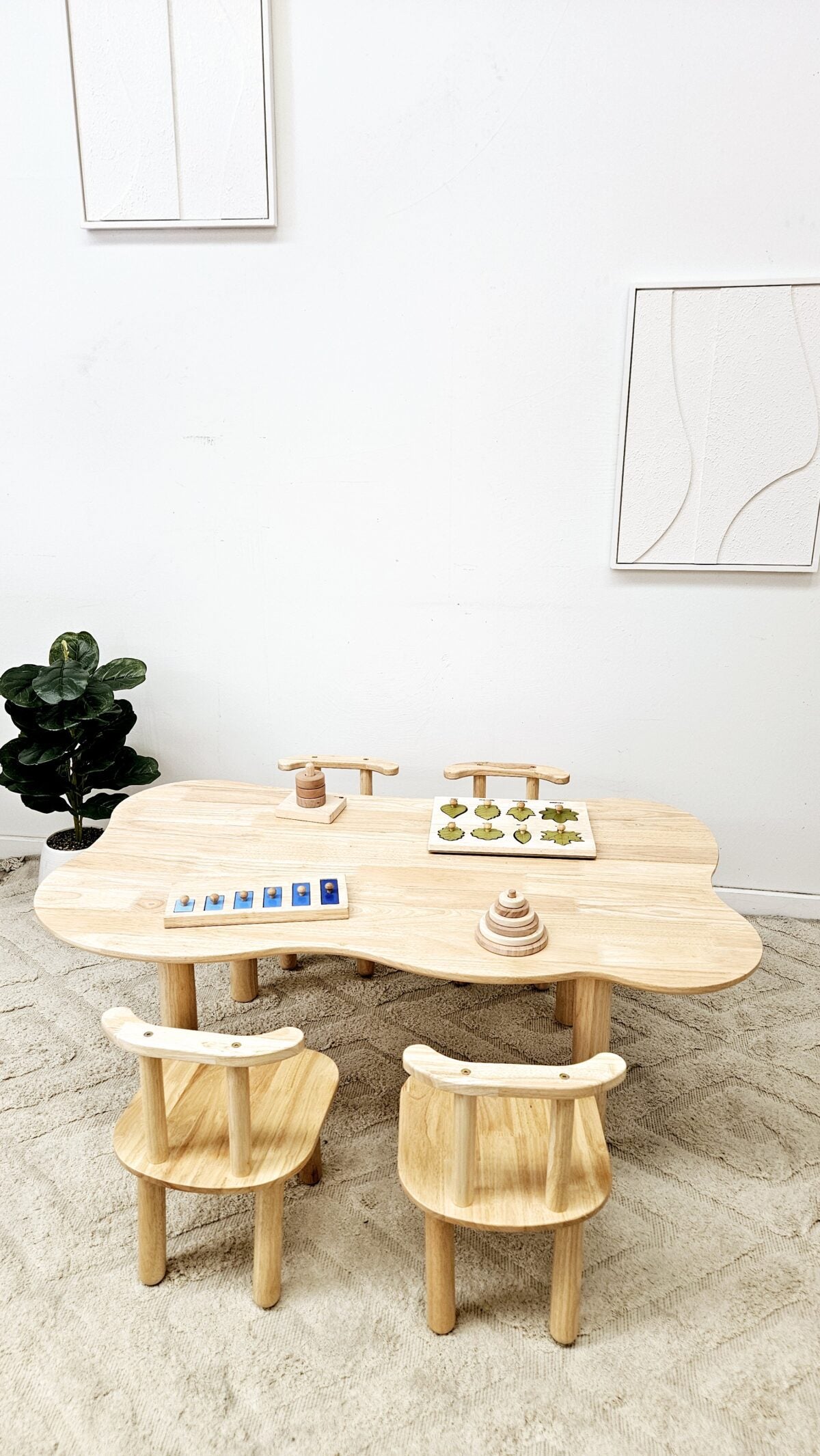 Kids Hardwood Cloud Table and Four Chairs