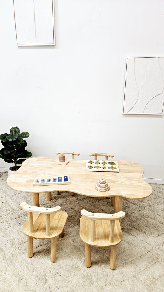 Kids Hardwood Cloud Table and Four Chairs