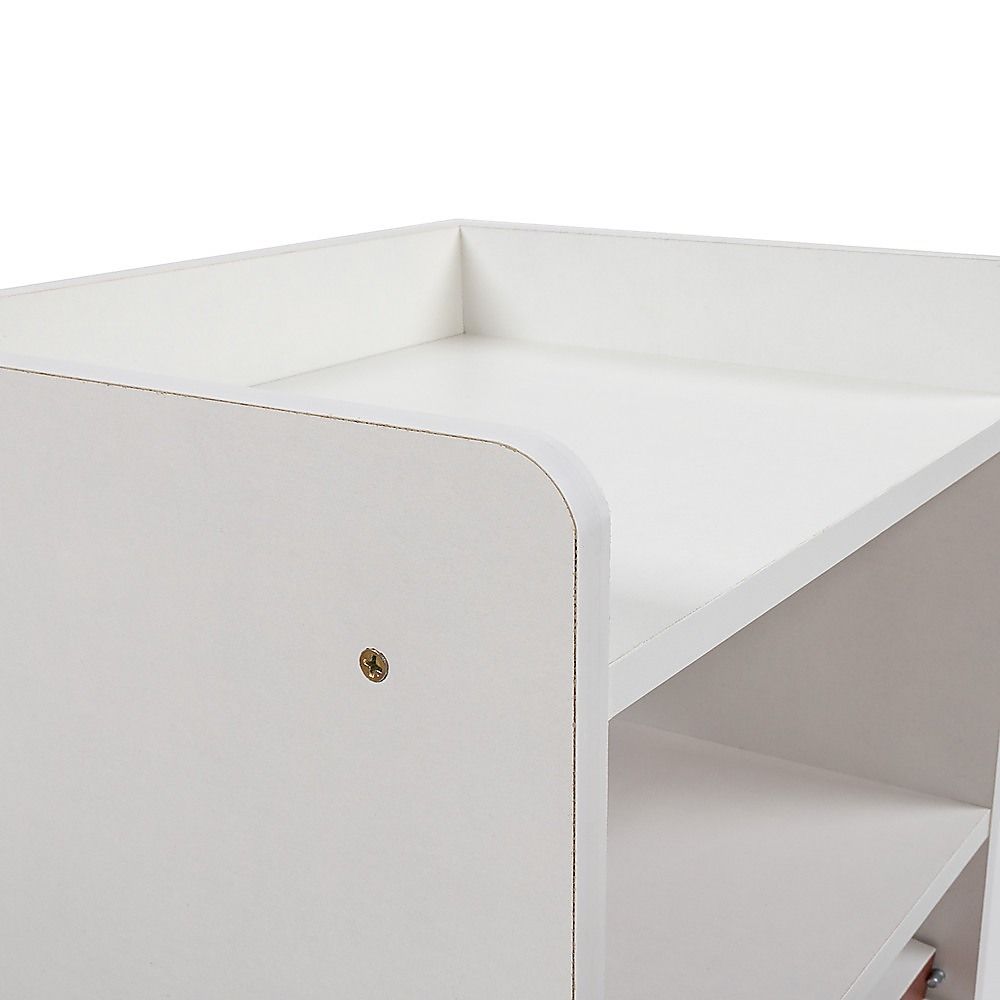 White Bedside Table with Drawer and Shelf, 33 cm