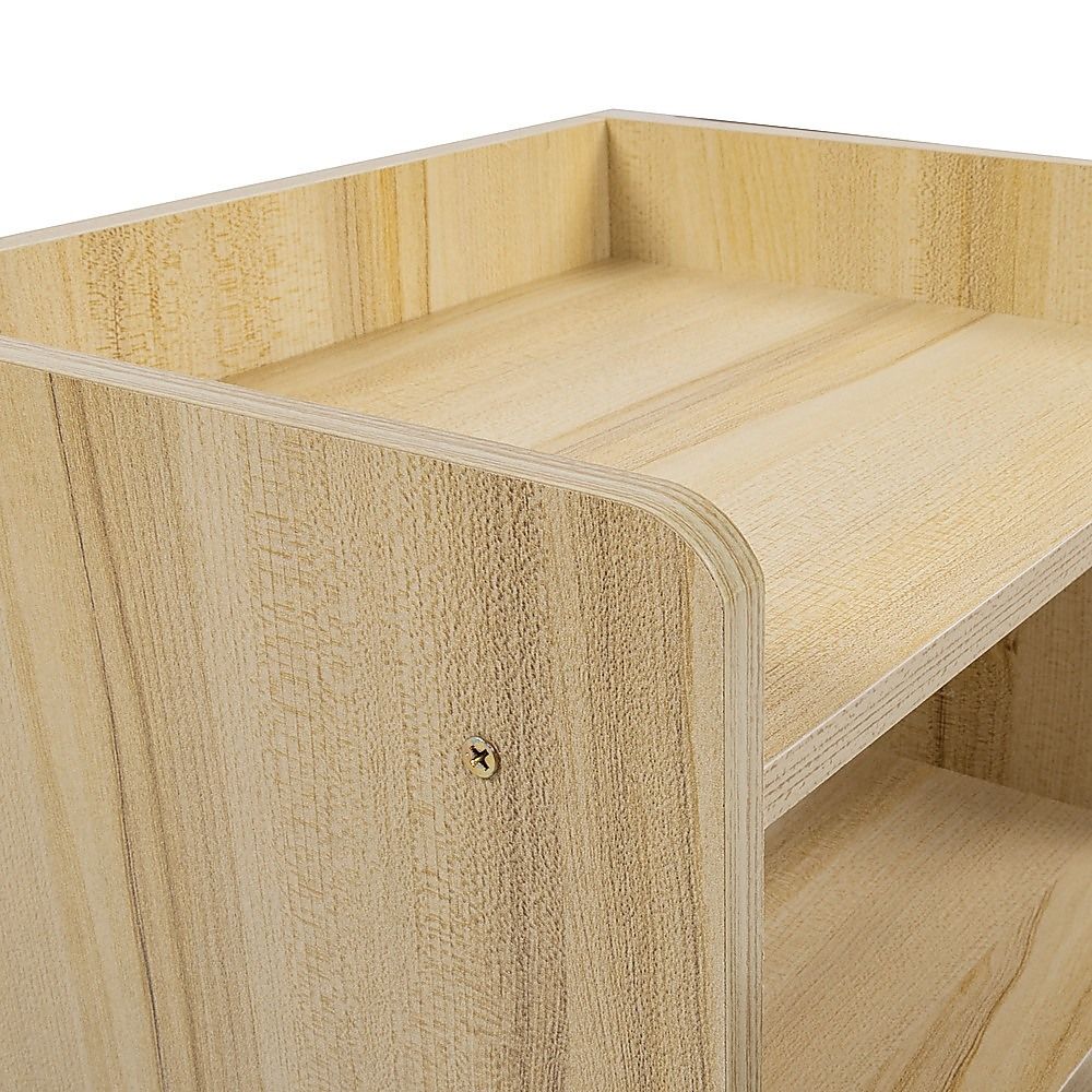 Wood Finish Bedside Table with Drawer and Shelf, 33 cm