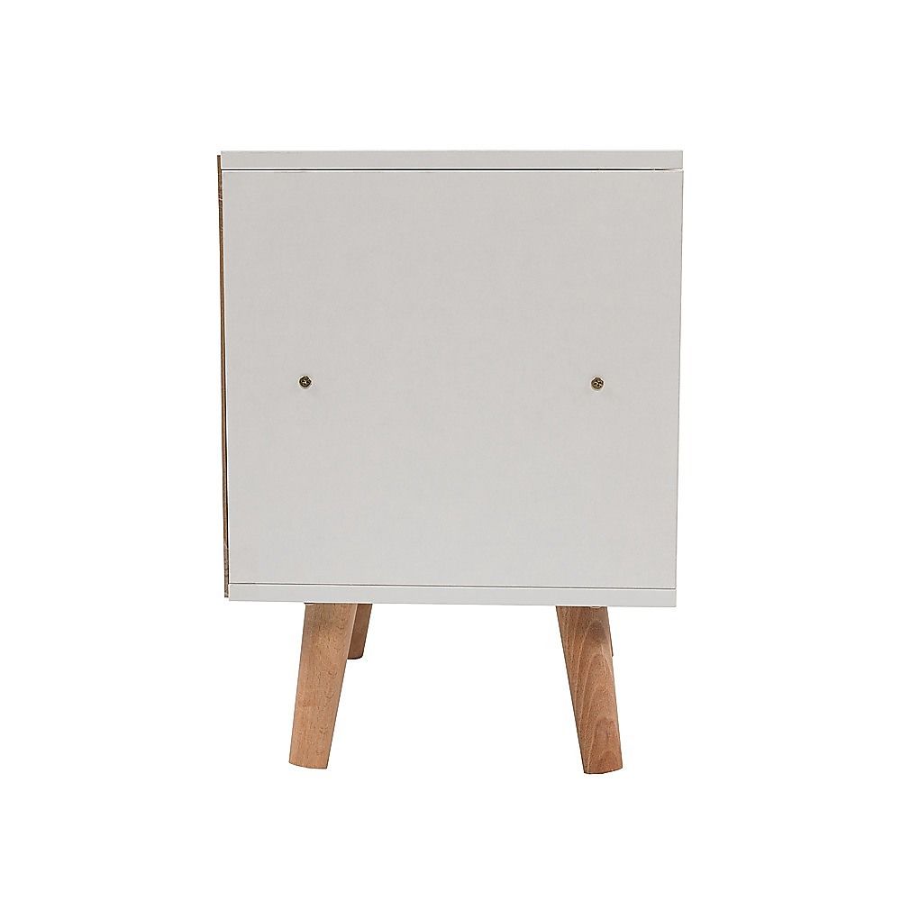 White Bedside Table with Two Drawers, 40 cm