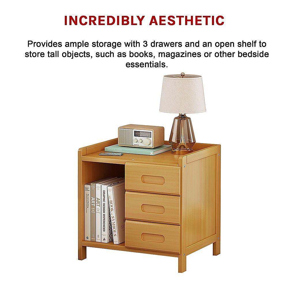 Natural Bamboo Bedside Table, 42 cm