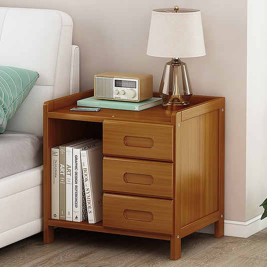 Dark Bamboo Bedside Table, 42 cm