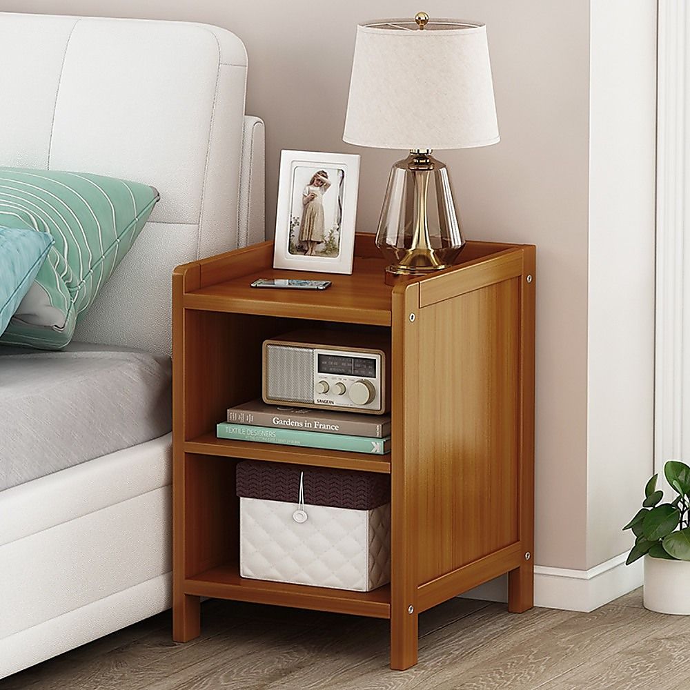 Dark Bamboo Bedside Table, 25 cm