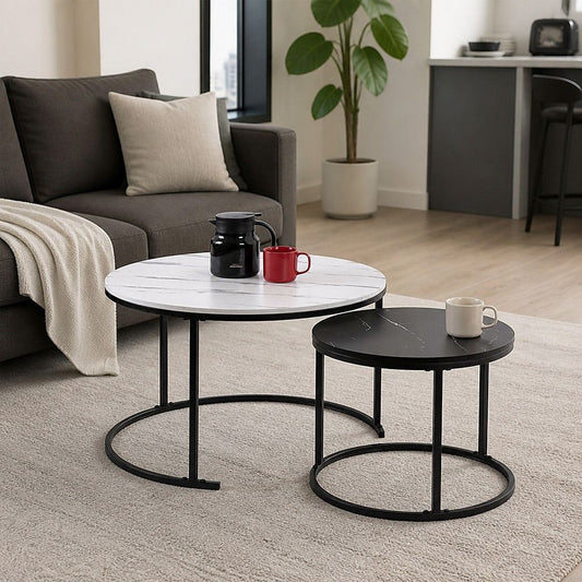 Round Nesting Coffee Tables, Set of 2