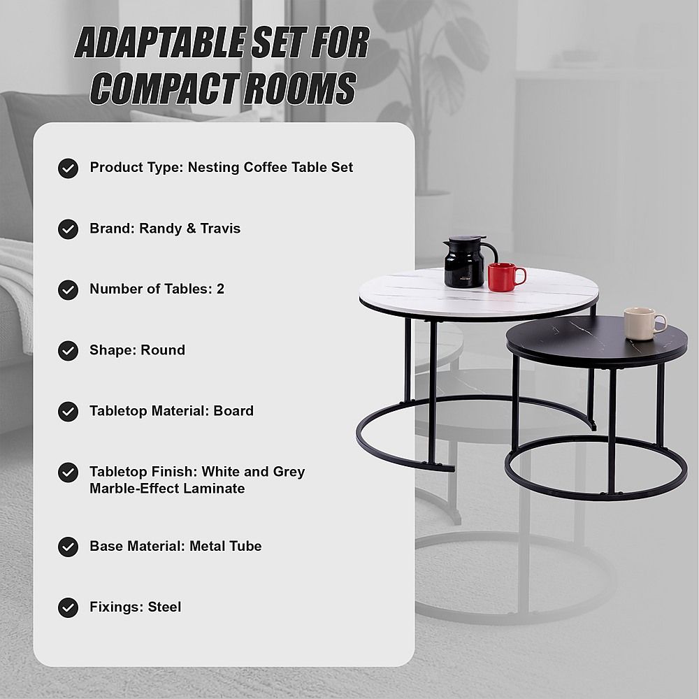 Round Nesting Coffee Tables, Set of 2