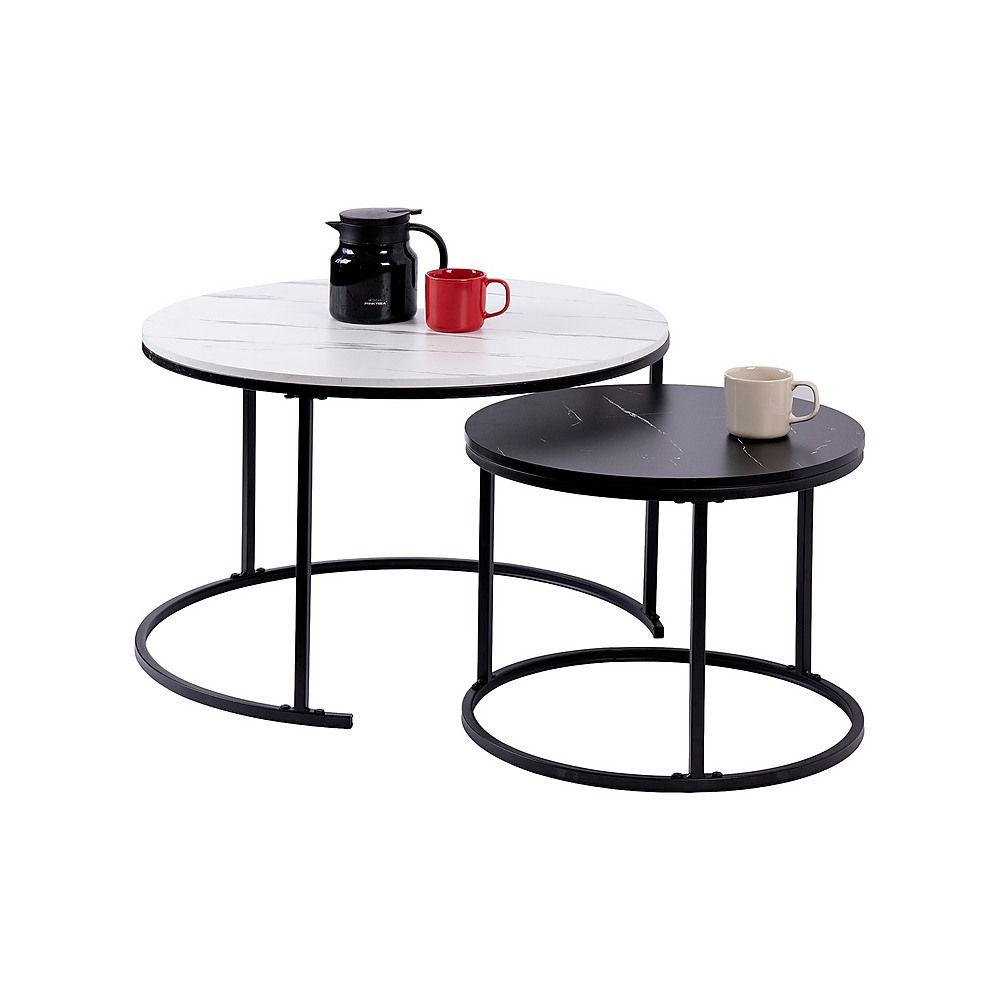 Round Nesting Coffee Tables, Set of 2
