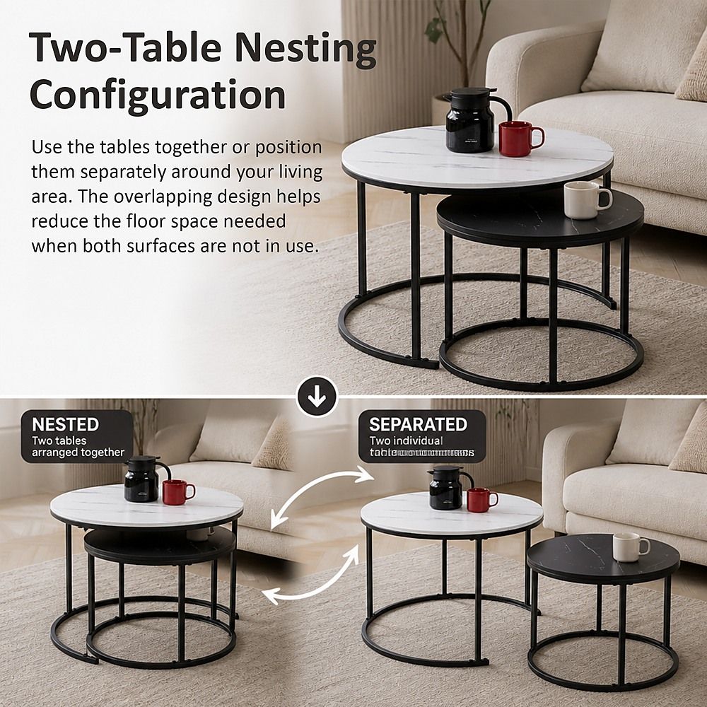 Round Nesting Coffee Tables, Set of 2