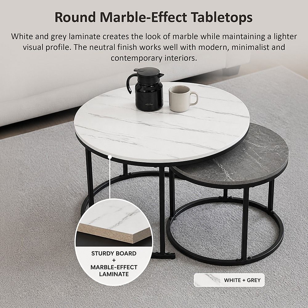 Round Nesting Coffee Tables, Set of 2