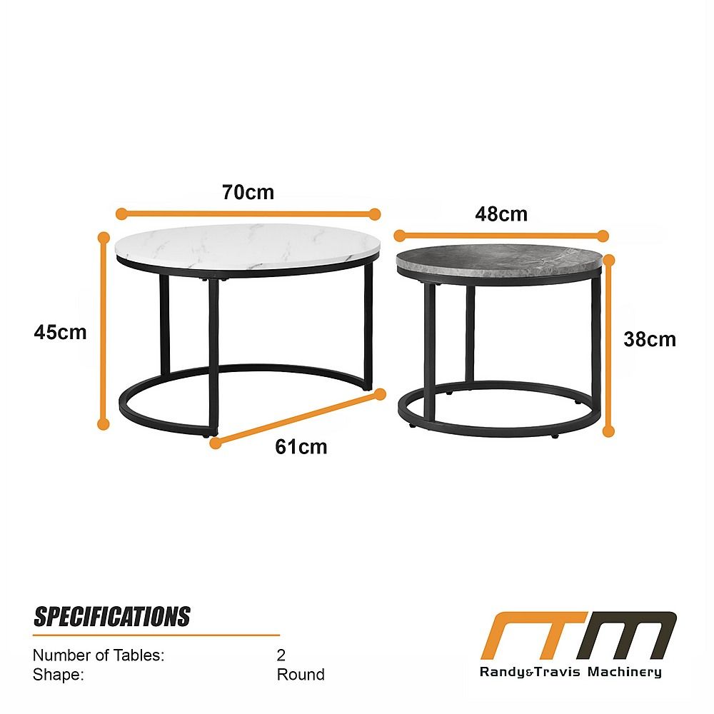 Round Nesting Coffee Tables, Set of 2